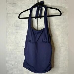 Lands’ End Classic Halter Tankini top Swim navy beach athletic summer poolside